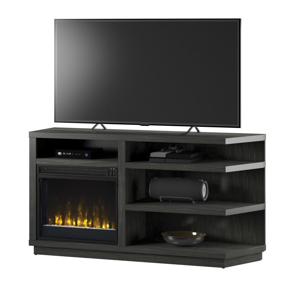 Gray TV Stand with fireplace insert